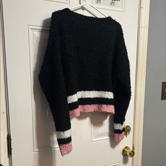 Self Esteem Black, White, and Pink Fuzzy Sweater - Picture 2 of 7